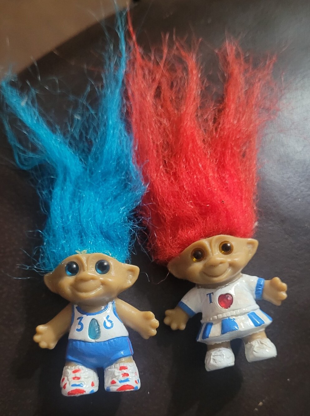 "Vintage 90s Russ Berrie Troll Doll Lot of 2 - Sports Theme Good Luck Trolls
